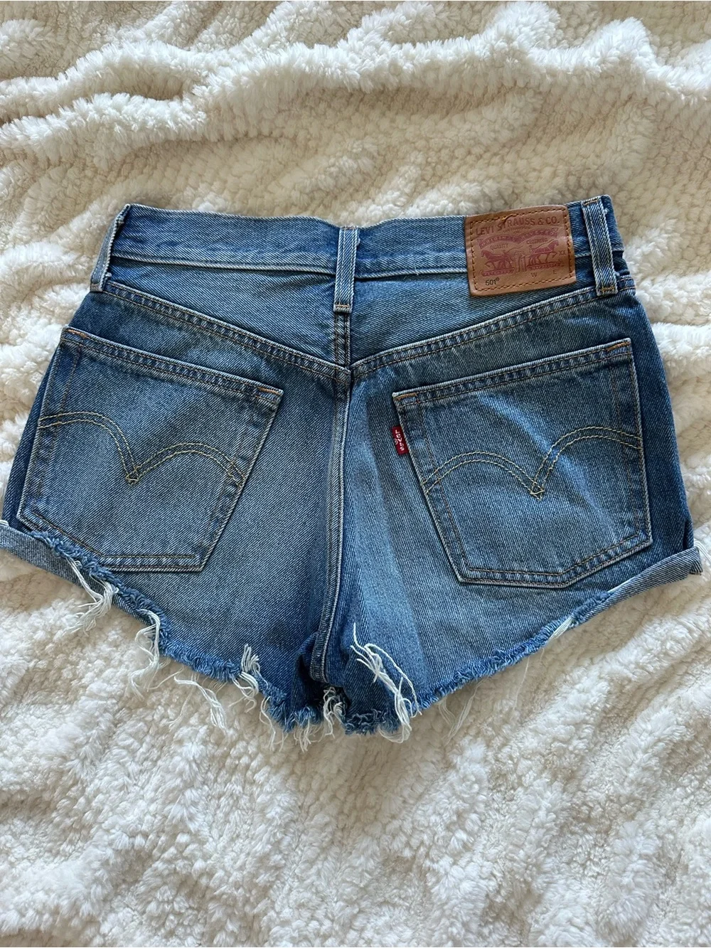 Levi's Distressed Blue Denim Cutoff Shorts
